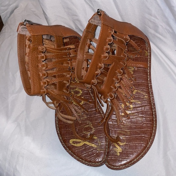 Sam Edelman Griffen Gladiator Fringe Leather Boho Thong Sandals size 9 Brown - Picture 3 of 16